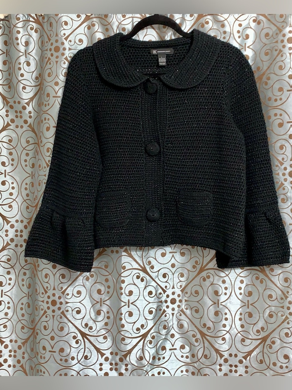INC International Concepts Black Knit Sparkle Sweater•Medium or Large•EUC!
